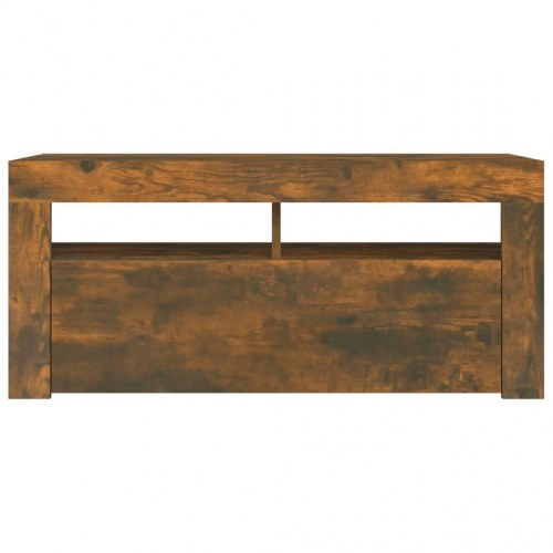 Tv-bord med LED-lys - 90×35×40 cm, røget egetræsfarve