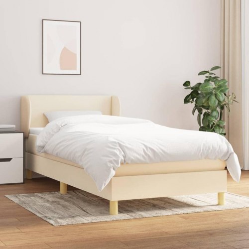 Kontinentalseng med madras 80x200 cm - stof, cremefarvet