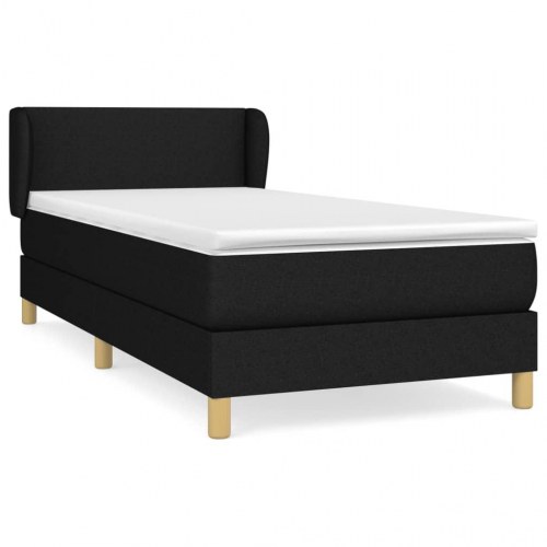 Kontinentalseng med madras 100×200 cm - stof, sort