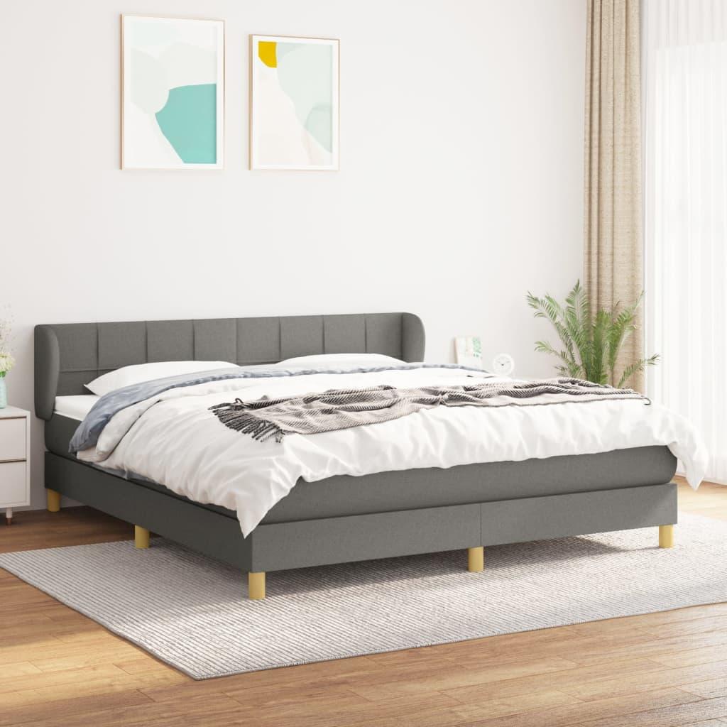 Kontinentalseng Med Madras Stof Mørkegrå - Blok med firkanter / 180 x 200 cm