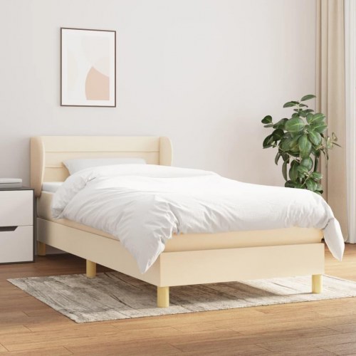 Kontinentalseng med madras 100x200 cm - stof, cremefarvet