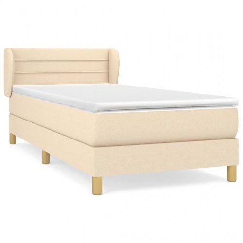 Kontinentalseng med madras 100x200 cm - stof, cremefarvet
