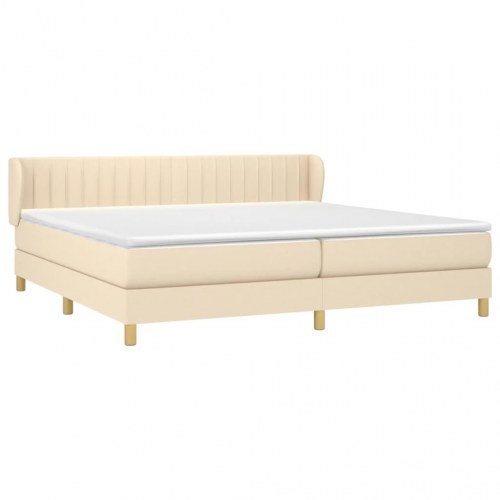 Kontinentalseng med madras 200x200 cm - stof, cremefarvet