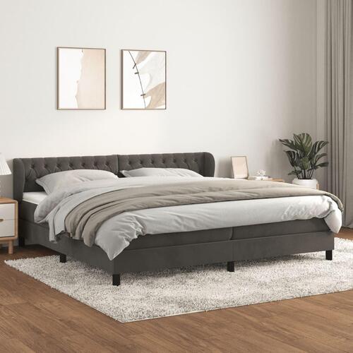 Kontinentalseng med madras 200x200 cm fløjl mørkegrå