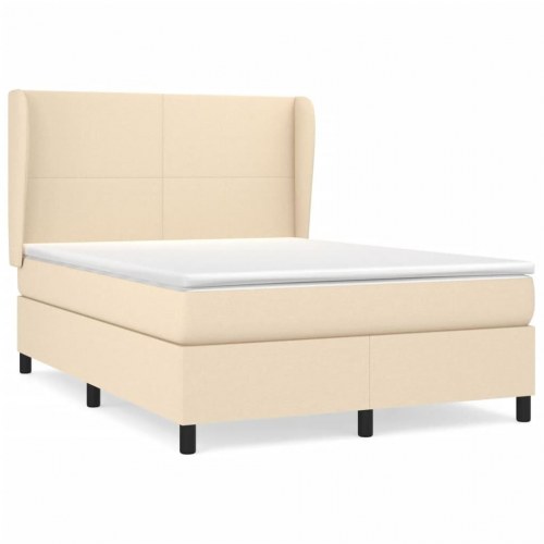 Kontinentalseng med madras 140×200 cm - stof, cremefarvet