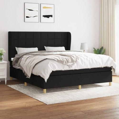 Kontinentalseng med madras 160×200 cm - stof, sort