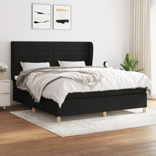 Kontinentalseng med madras 180×200 cm - stof, sort