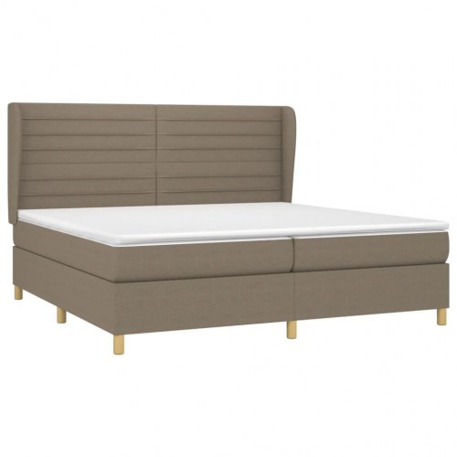 Kontinentalseng med madras 200×200 cm - stof, gråbrun