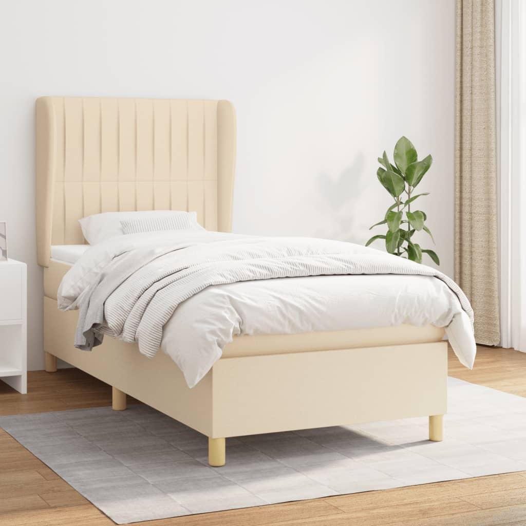 Kontinentalseng Med Madras Stof Farvet Creme - Lodrette striber / 80 x 200 cm