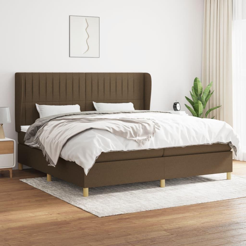 Kontinentalseng med madras 200x200 cm - stof, mørkebrun