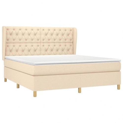 Kontinentalseng med madras 160×200 cm - stof, cremefarvet