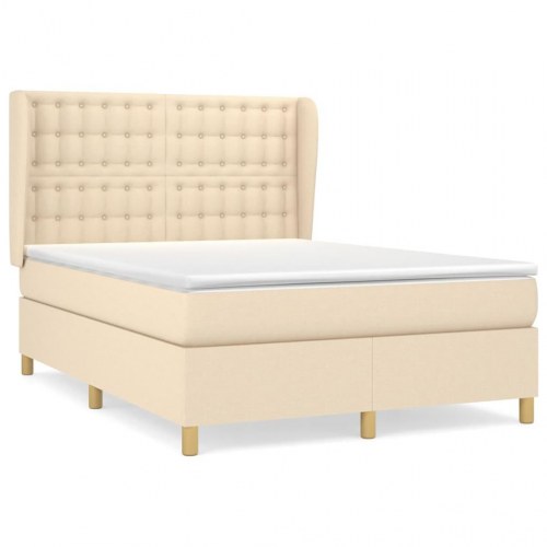 Kontinentalseng med madras 140×190 cm - stof, cremefarvet