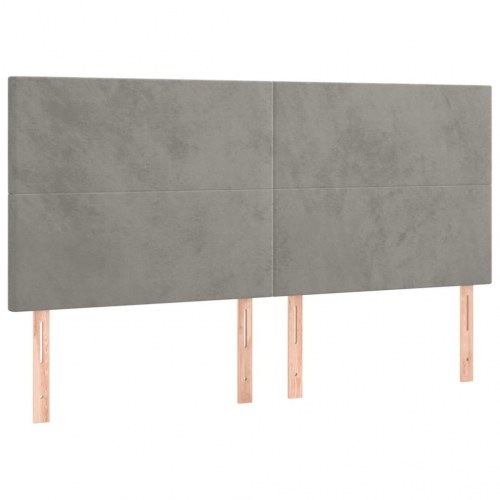 Kontinentalseng med madras 160×200 cm - fløjl, lysegrå