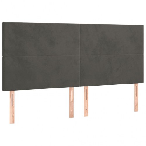 Kontinentalseng med madras 160×200 cm - fløjl, mørkegrå