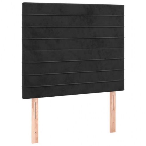 Kontinentalseng med madras 100x200 cm - fløjl, sort