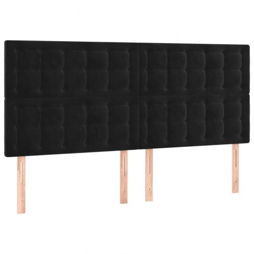 Kontinentalseng med madras 200 x 200 cm - fløjl, sort