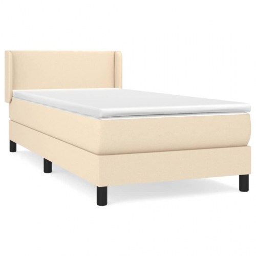 Kontinentalseng med madras 140x190 cm - stof, cremefarvet