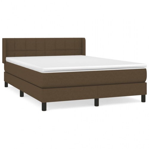 Kontinentalseng med madras 140x200 cm - stof, mørkebrun