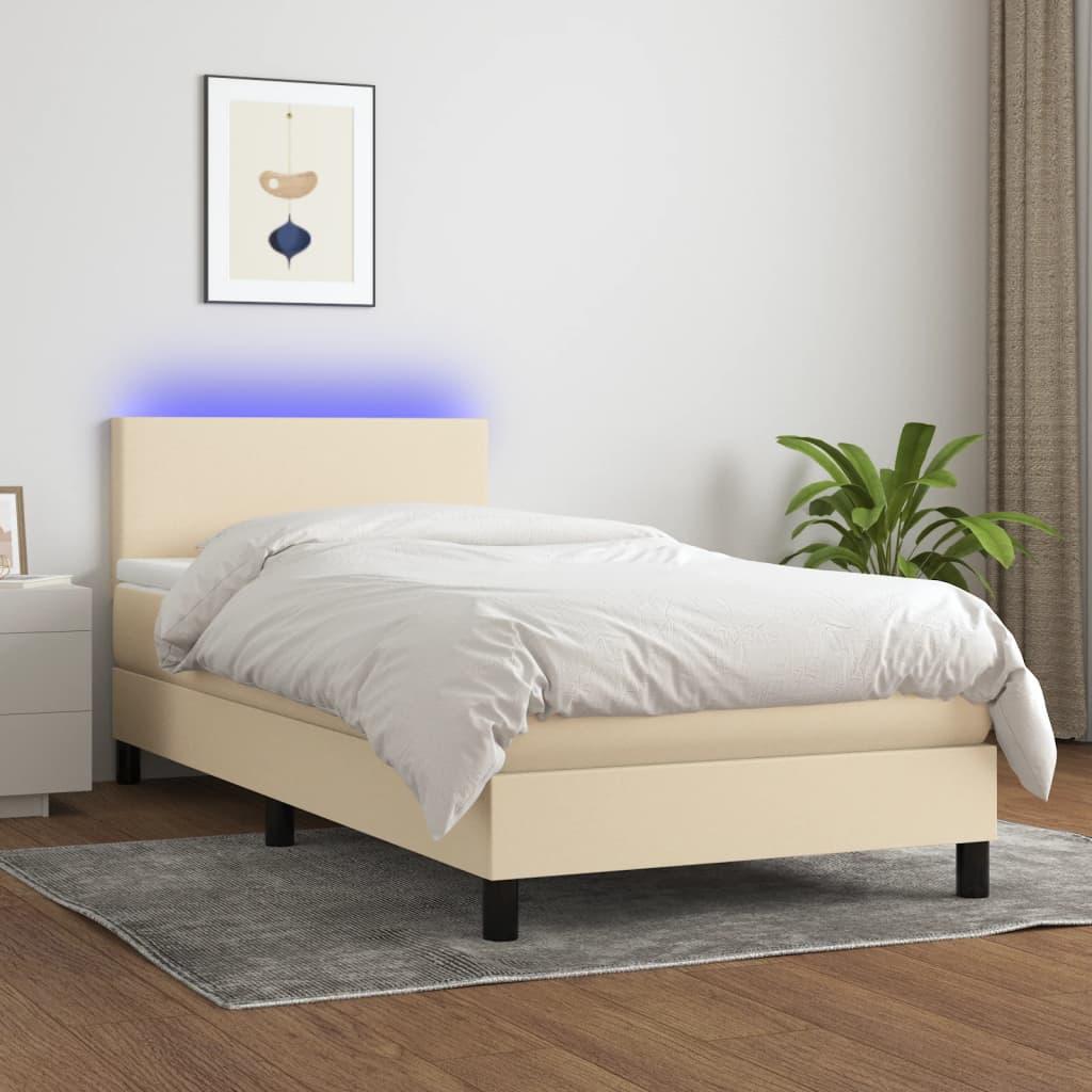 Kontinentalseng Med LED-lys Stof - Creme / 100 X 200 cm / Med ensartet mønster