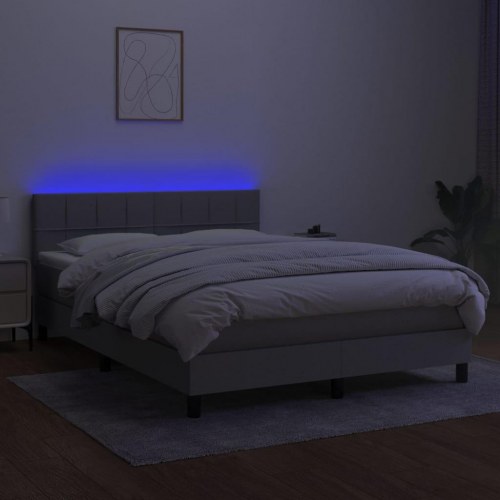 Kontinentalseng med LED-lys 140 x 190 cm - stof, lysegrå