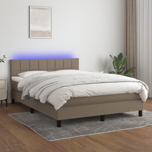 Kontinentalseng med LED-lys 140×200 cm - stof gråbrun