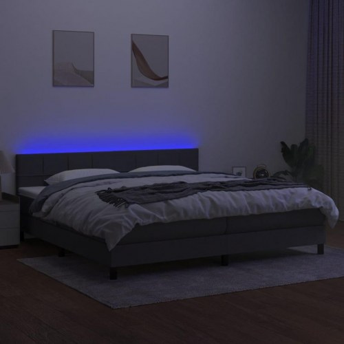 Kontinentalseng med LED-lys 200×200 cm - stof, mørkegrå