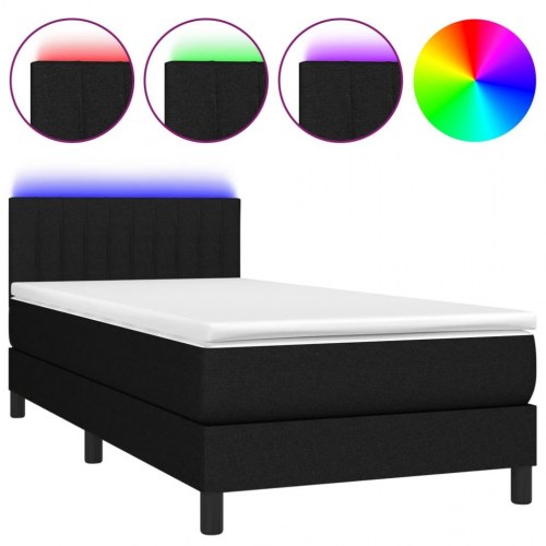Kontinentalseng med LED-lys 80×200 cm - stof, sort