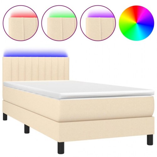 Kontinentalseng med LED-lys 80×200 cm - stof, creme