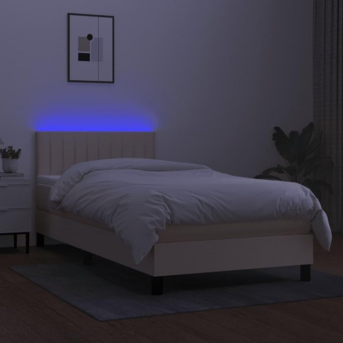 Kontinentalseng med LED-lys 80×200 cm - stof, creme