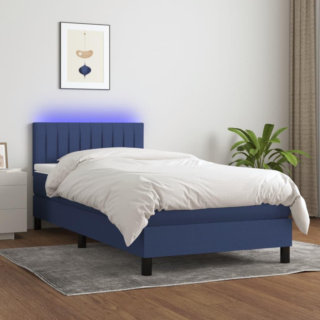 Kontinentalseng med LED-lys 100×200 cm - stof, blå