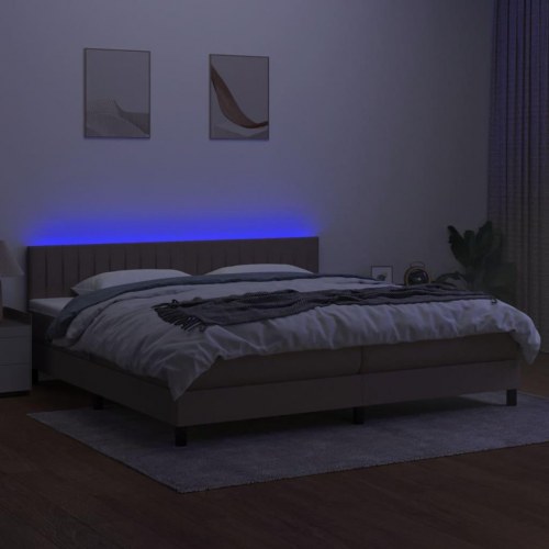Kontinentalseng med LED-lys 200 x 200 cm - stof gråbrun