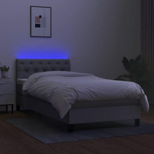 Kontinentalseng med LED-lys 80×200 cm - stof, lysegrå