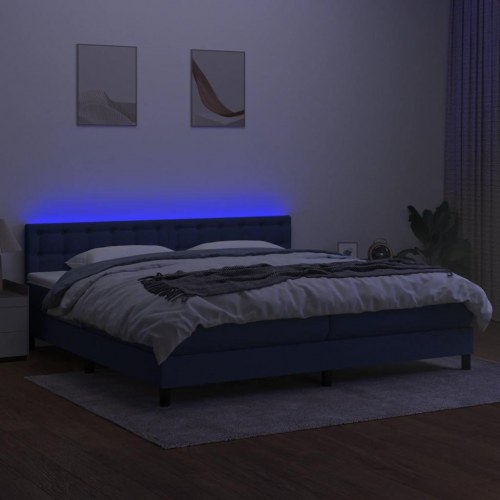 Kontinentalseng med LED-lys 200x200 cm - stof, blå