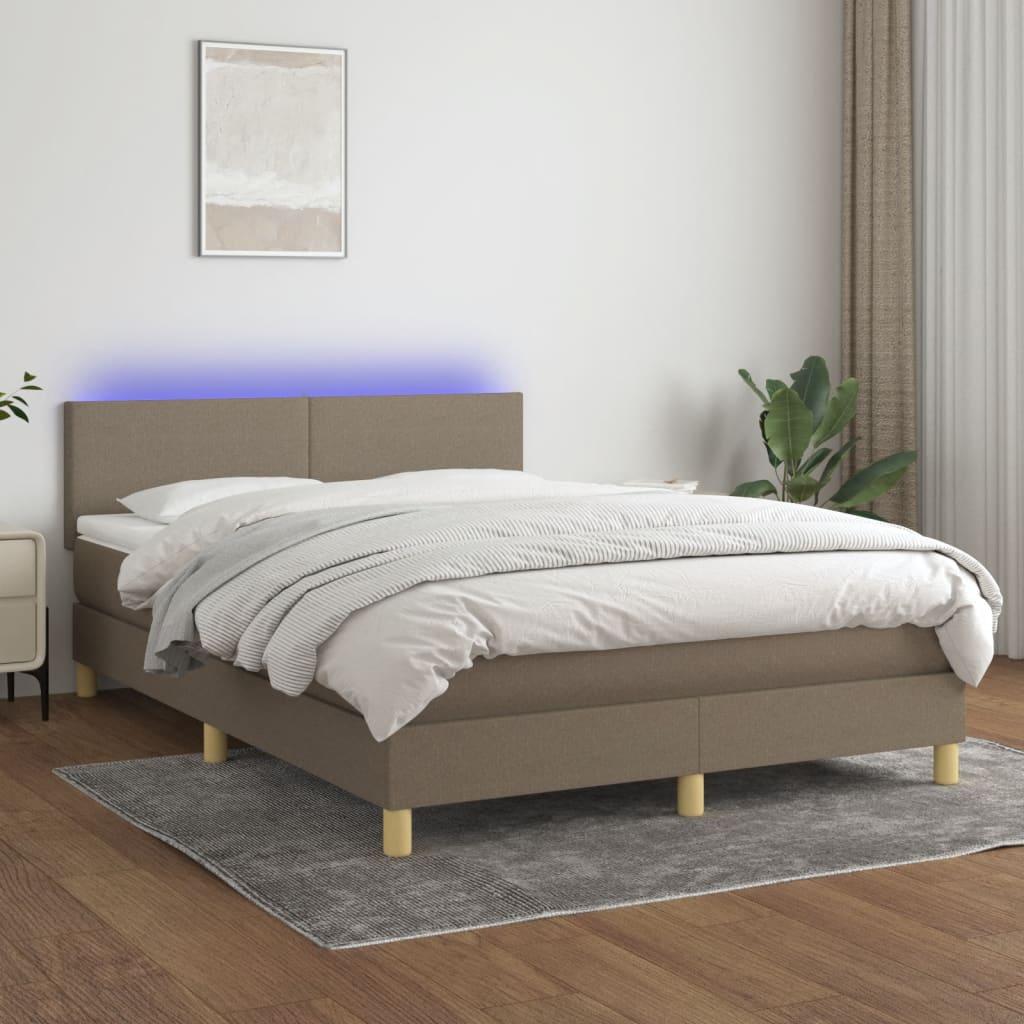 Kontinentalseng Med Led-Lys Stof Gråbrun - Med ensartet mønster / 140 x 200 cm