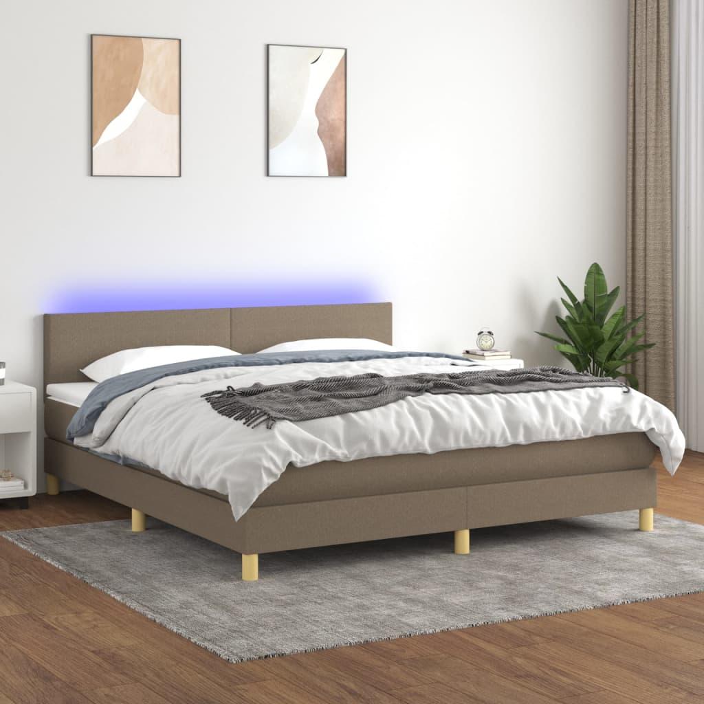 Kontinentalseng Med Led-Lys Stof Gråbrun - Med ensartet mønster / 160 x 200 cm