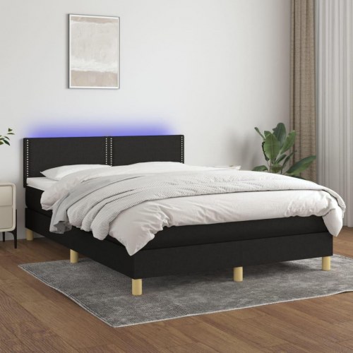 Kontinentalseng med LED-lys 140x200 cm - stof, sort