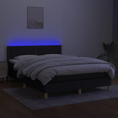 Kontinentalseng med LED-lys 140x200 cm - stof, sort