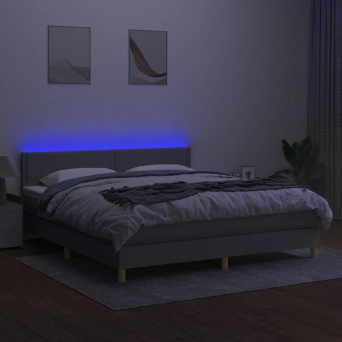 Kontinentalseng med LED-lys 160x200 cm stof lysegrå