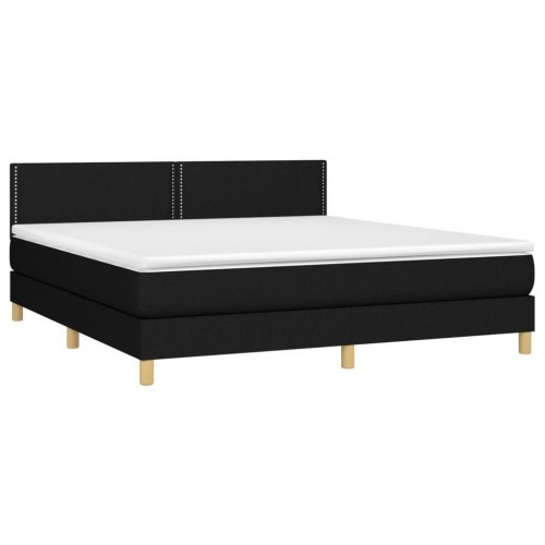 Kontinentalseng med LED-lys 180x200 cm - stof, sort