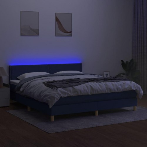 Kontinentalseng med LED-lys 180×200 cm - stof, blå