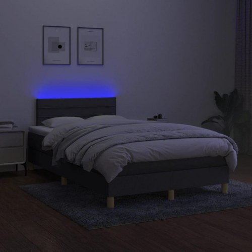 Kontinentalseng med LED-lys 120x200 cm - stof, mørkegrå