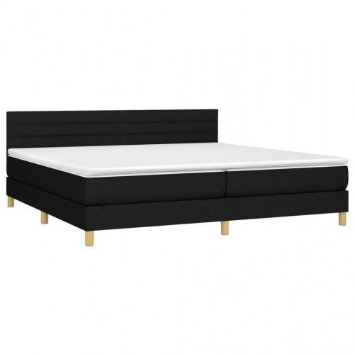 Kontinentalseng med LED-lys 200×200 cm - stof, sort