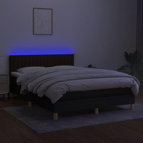 Kontinentalseng med LED-lys 140x200 cm - sort stof