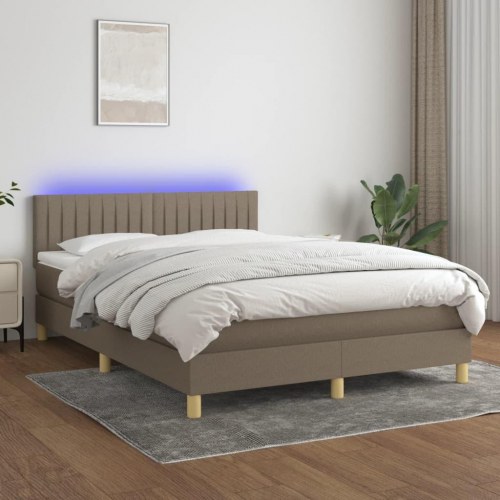 Kontinentalseng med LED-lys 140×200 cm - stof gråbrun