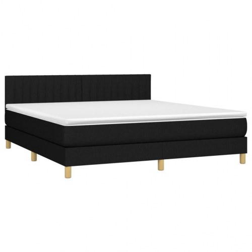 Kontinentalseng med LED-lys 160×200 cm - stof, sort