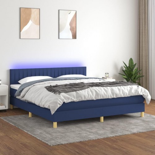 Kontinentalseng med LED-lys 180×200 cm - stof, blå