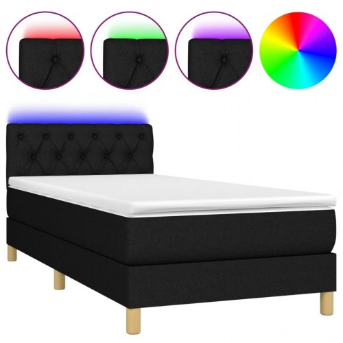 Kontinentalseng med LED-lys 80×200 cm - stof, sort