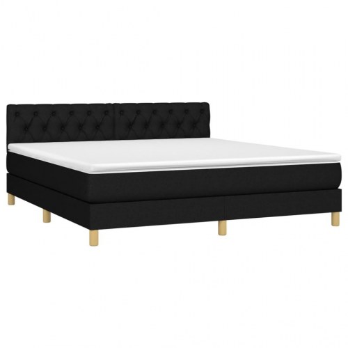 Kontinentalseng med LED-lys 160×200 cm - stof, sort