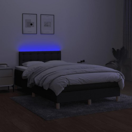 Kontinentalseng i stof med LED-lys 120x200 cm - sort