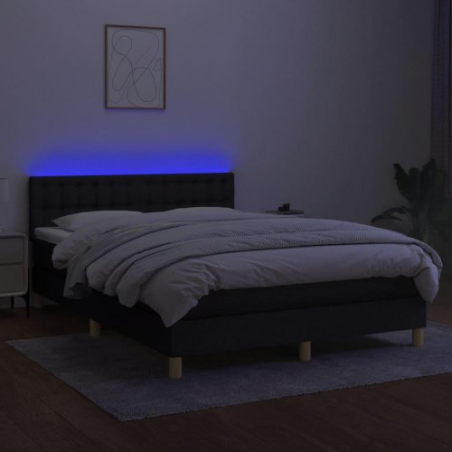Kontinentalseng med LED-lys 140x200 cm - stof, sort